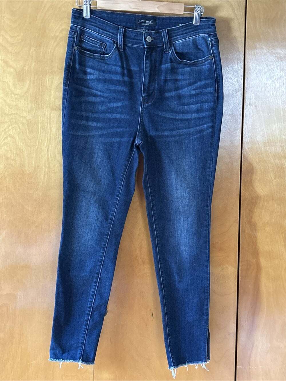 Judy Blue JB82424DK Skinny Fit Jeans Size 11/30 High Rise Side Slit Raw Hem